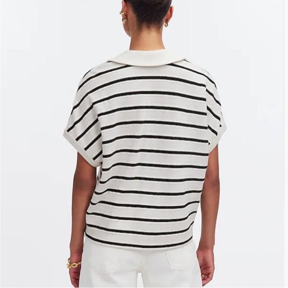 Madewell Relaxed V Neck Striped Polo Sz S - Picture 8 of 16